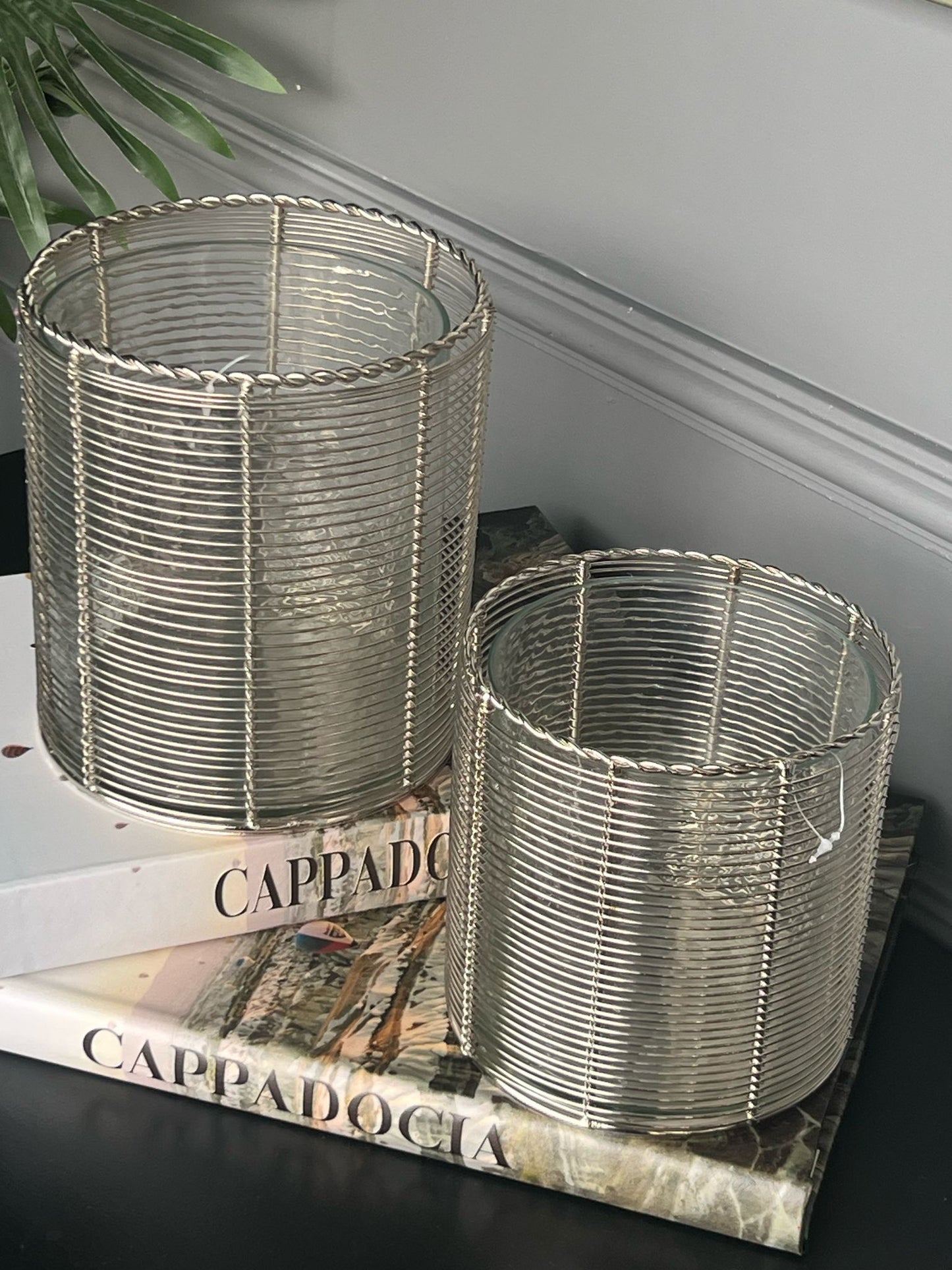 Mumluk Metal Camlı Gümüş 2li