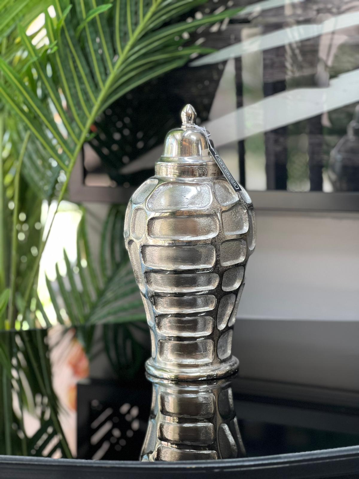 Küp Döküm Desenli Gümüş Renkli 34cm