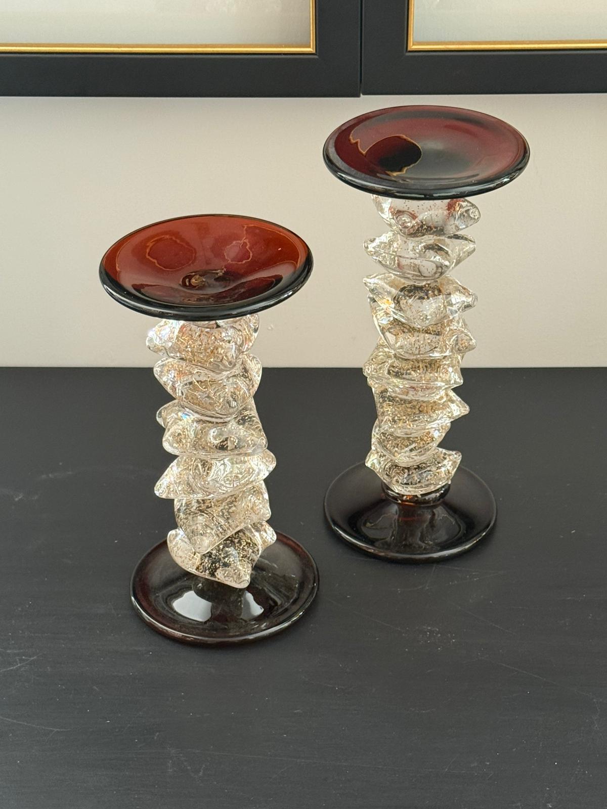 Cam Şamdan Kahve Bal Handmade 2li