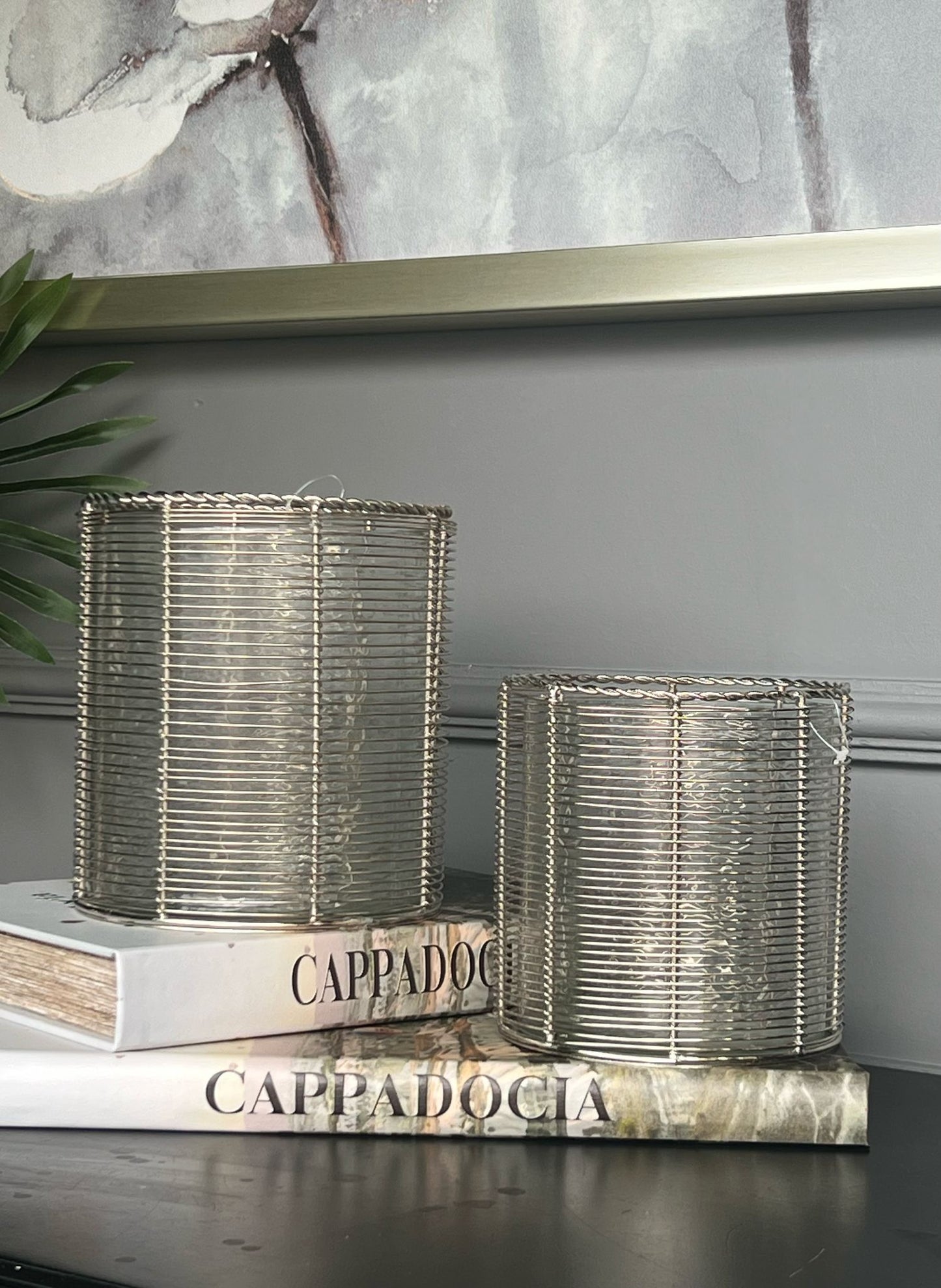 Mumluk Metal Camlı Gümüş 2li