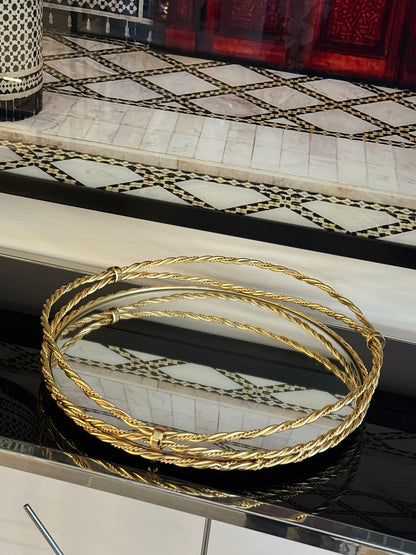Yuvarlak Gold Katlı Burgu Tepsi