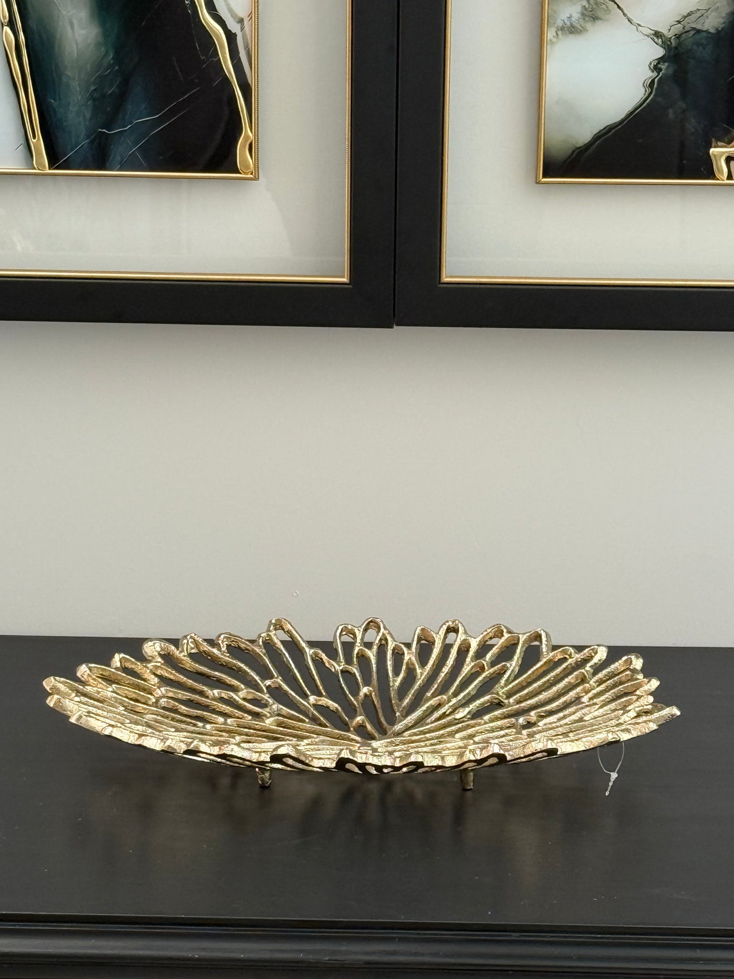 Döküm Tabak  Desenli Oval Gold 40 cm