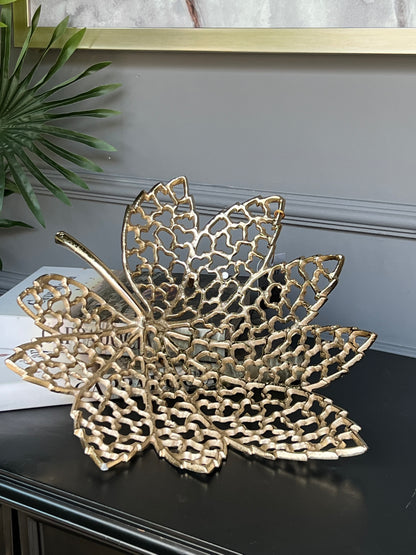 Döküm Yaprak Tabak Gold Desenli Büyük Boy