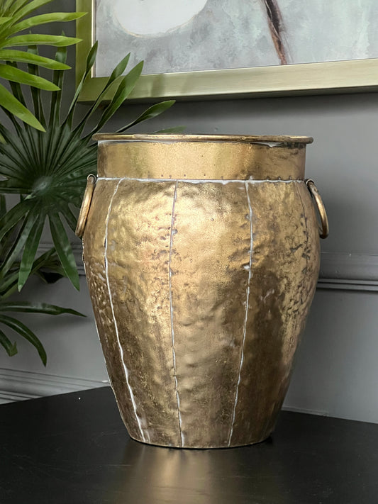 Metal Saksı Gold 30 cm Küçük Boy