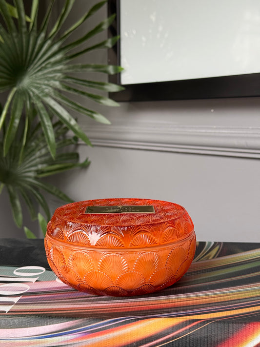 Kokulu Cherx Kabartmalı Cam Kase Mum Mandarine - Turuncu