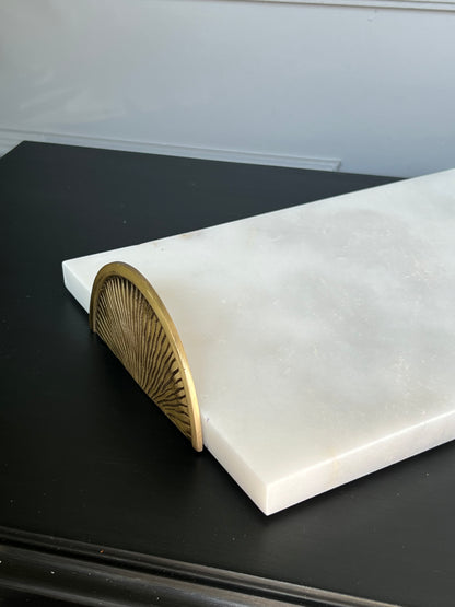 Eskitme Prinç Kulplu Mermer  Tepsi 25*35cm