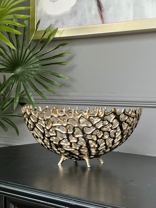 Döküm Kase Desenli Gold Yuvarlak Küçük