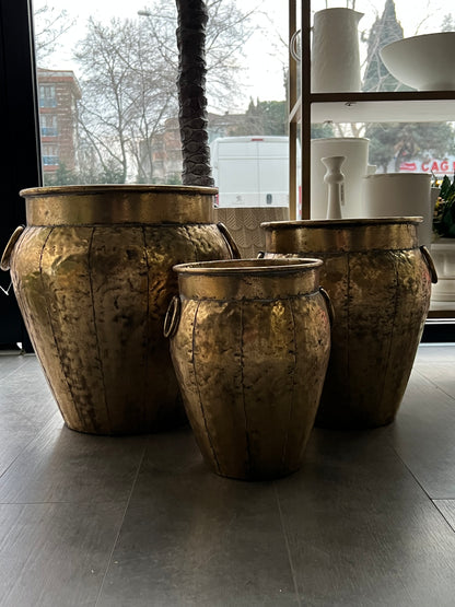 Metal Saksı Gold 30 cm Küçük Boy