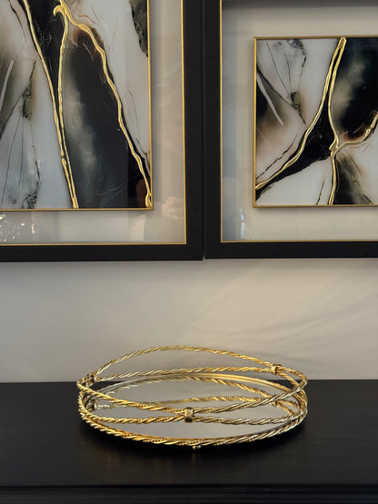 Yuvarlak Gold Katlı Burgu Tepsi