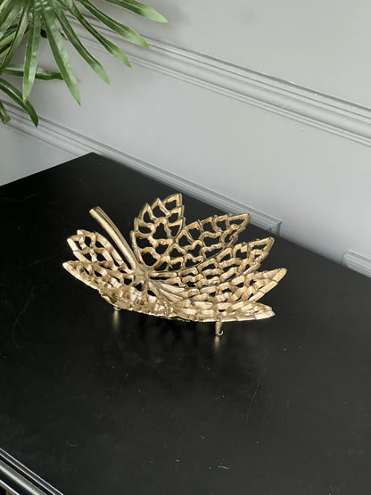 Döküm Yaprak Tabak Gold Desenli Küçük Boy