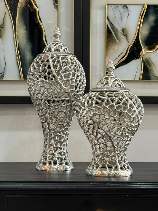 Döküm Küp Desenli Gümüş 38 ve 50 cm