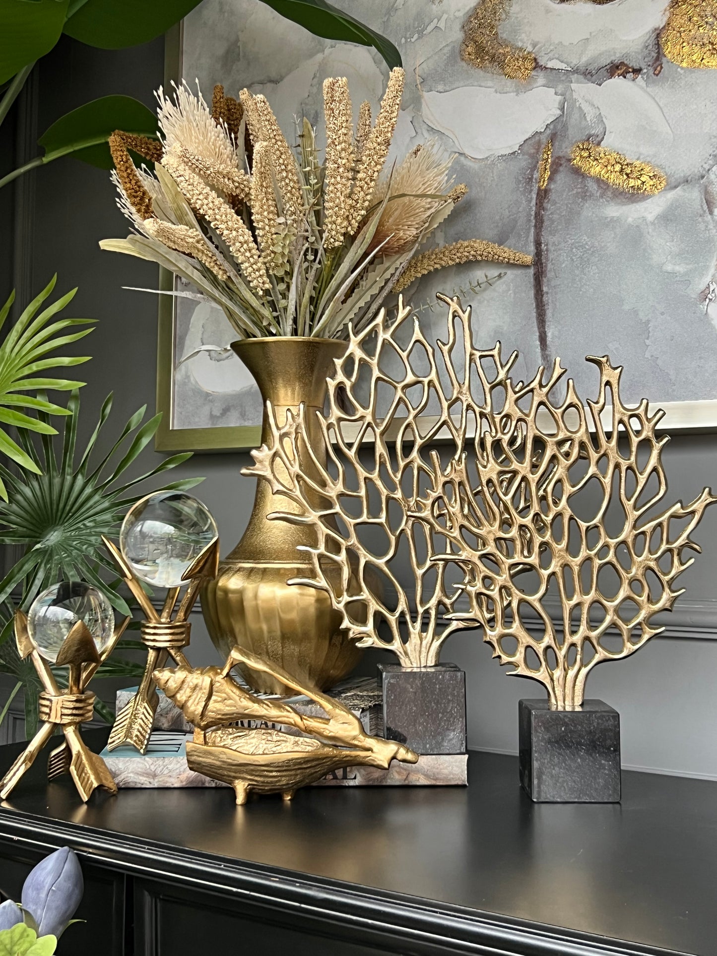 Vazo Döküm Gold 39*23 cm