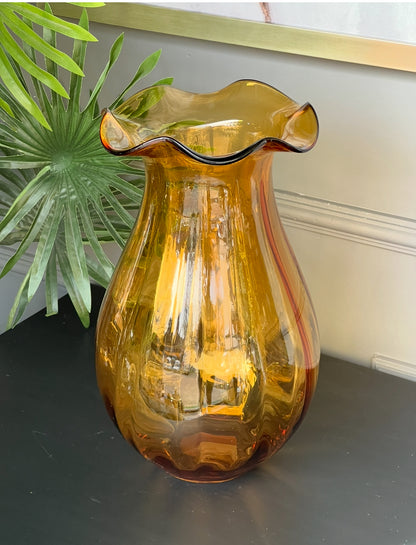 Amber Cam Boğumlu Vazo 22*22*38 cm