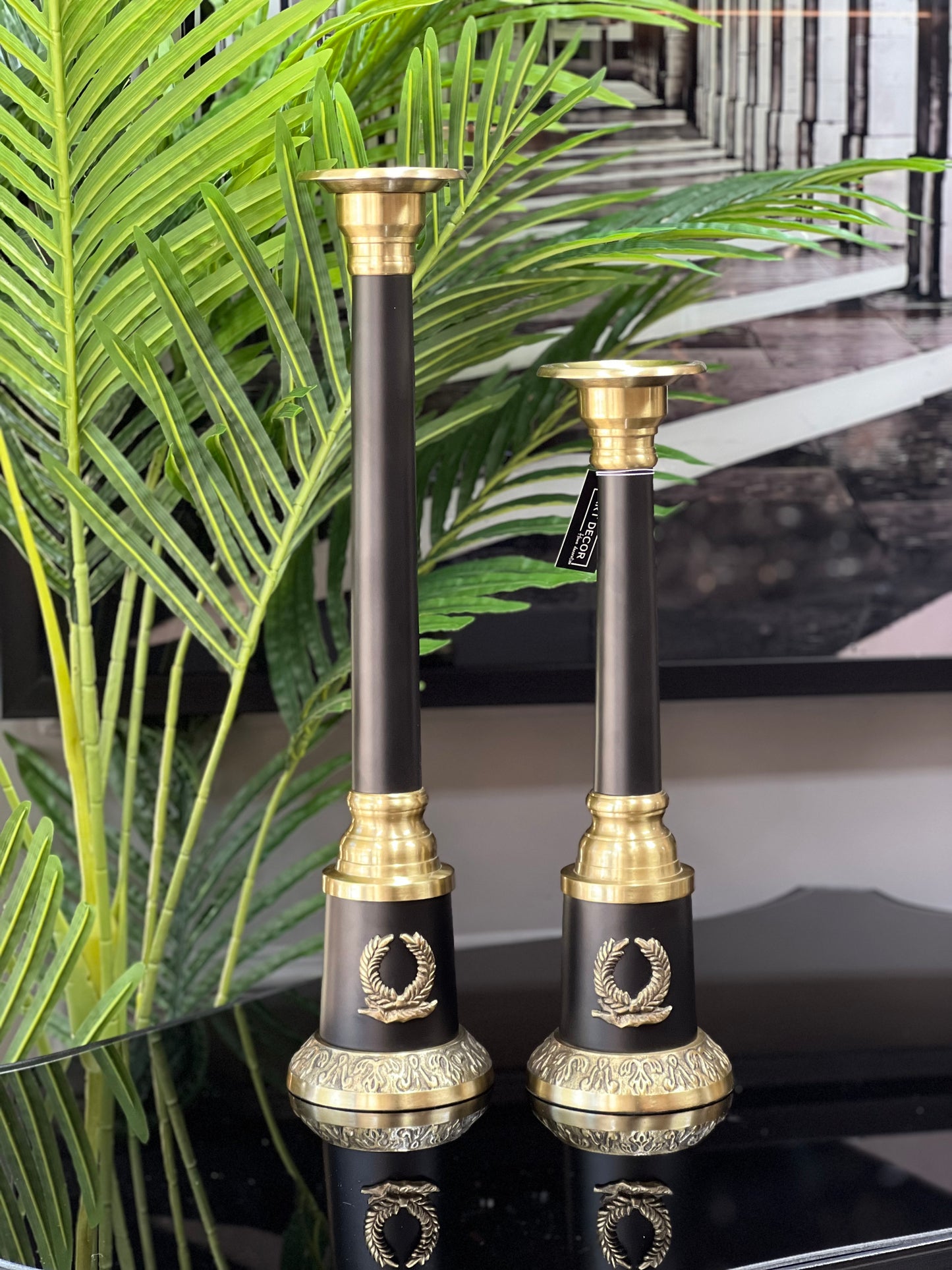 İthal Şamdan Prinç Siyah Gold 2 li