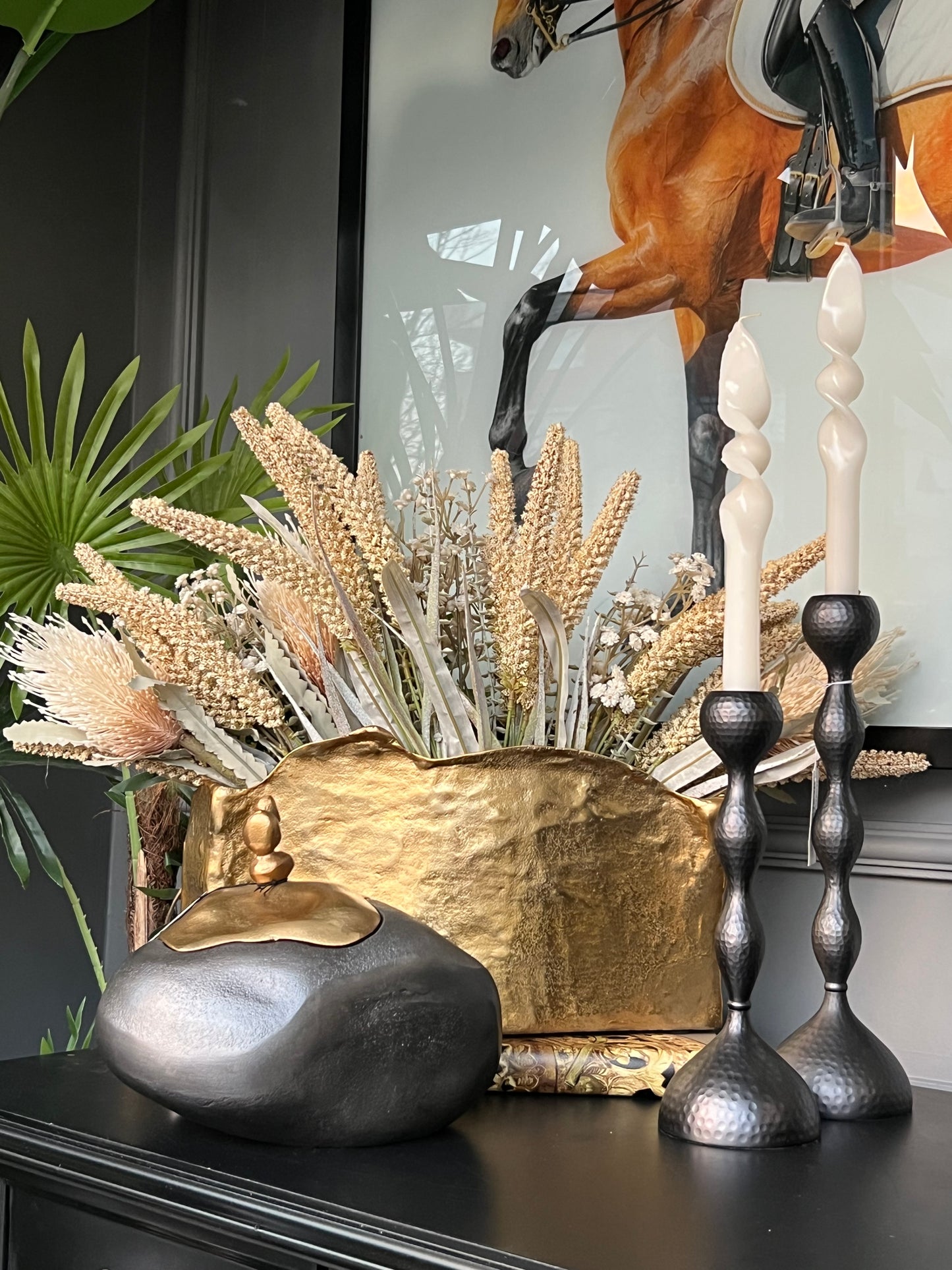 Gold Vazo Döküm 38*11*21 cm