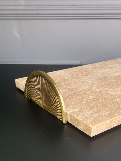 Eskitme Prinç Kulplu Traverten Tepsi 25*35cm