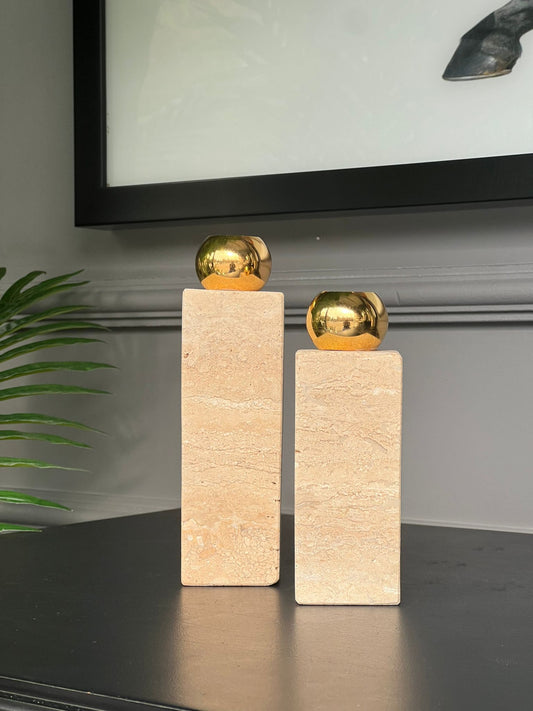 Şamdan Traverten Gold Kafalı 2li 13*15cm