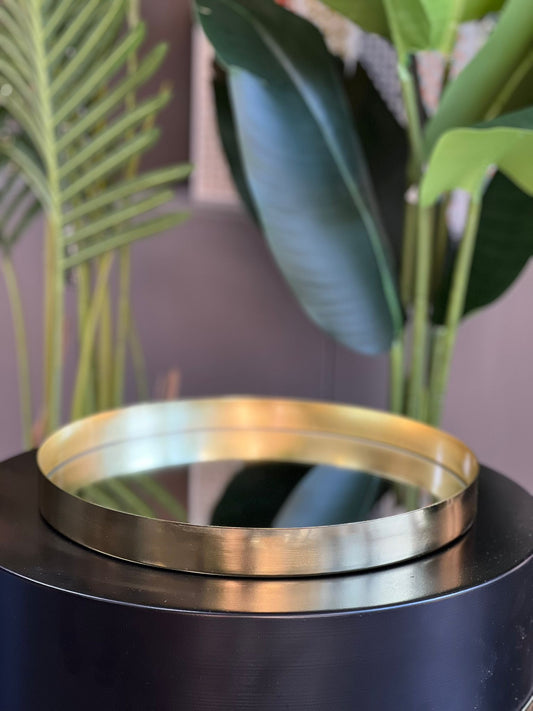Gold Aynalı Yuvarlak Tepsi