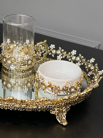 Damat Sunum Tepsisi Prinç Gold Elişçiliği(Değişim Ve İade Yoktur)