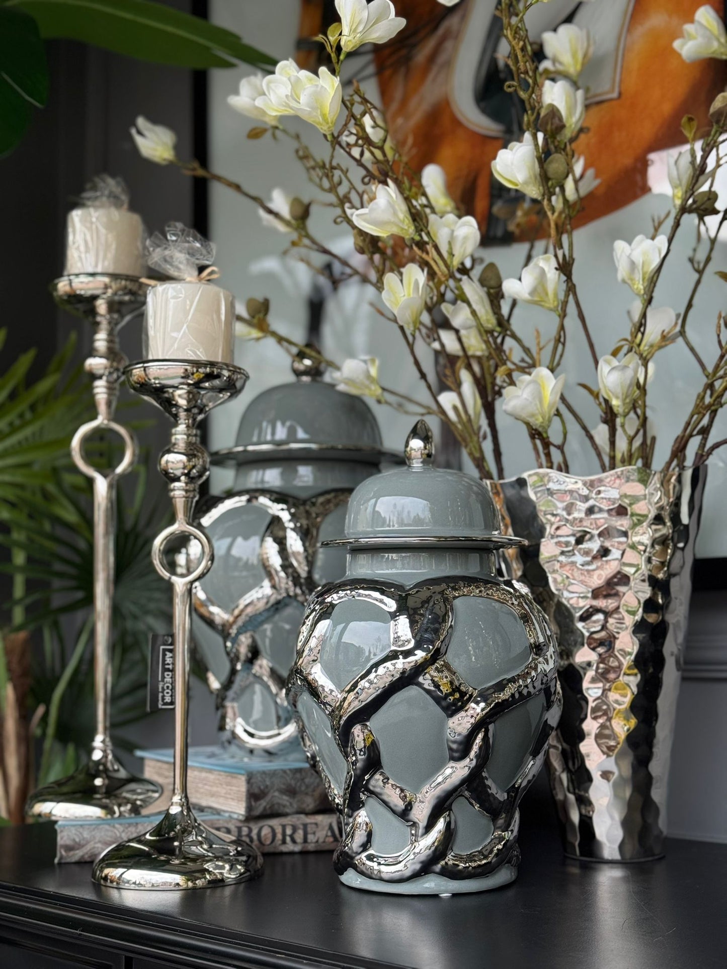 Küp Silver Kabartmalı Gri 2li