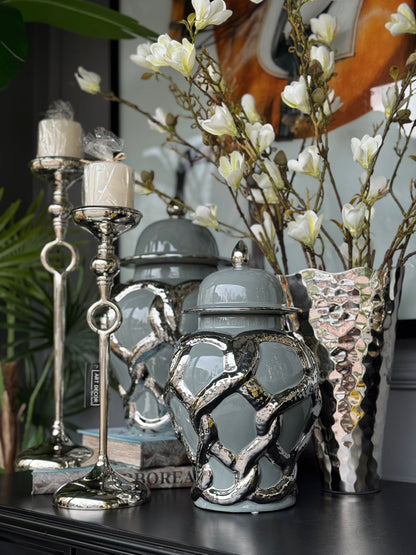 Küp Silver Kabartmalı Gri 2li