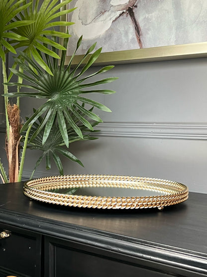 Yuvarlak Açık Gold 3 Katlı Tepsi