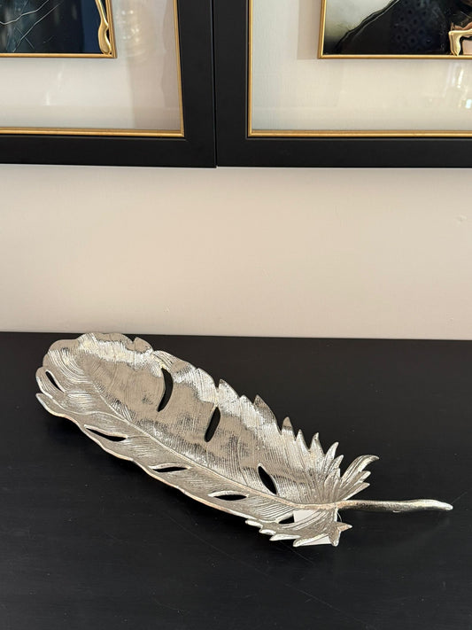 Yaprak Tabak Gümüş 46cm