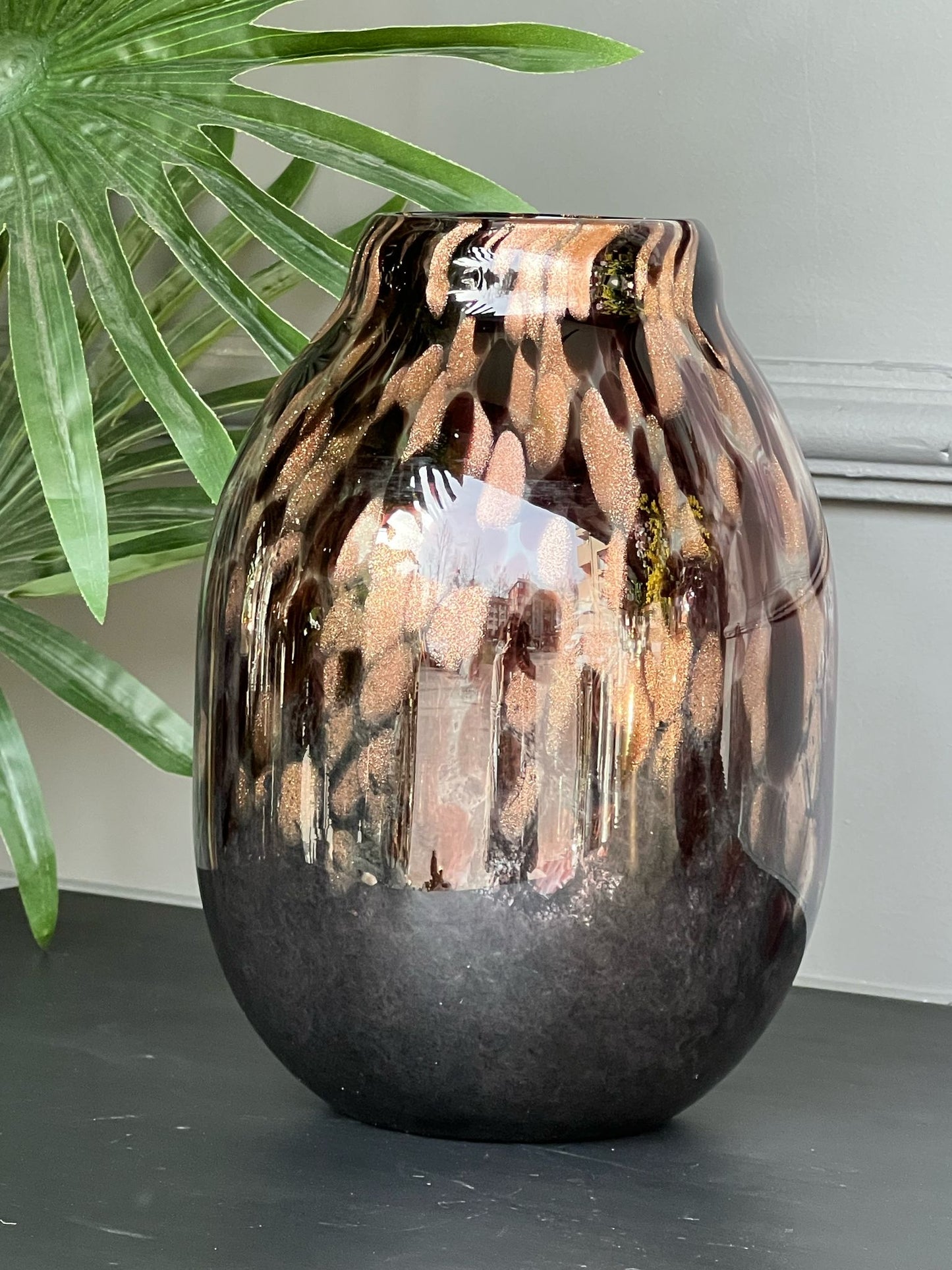 Cam Vazo Kahve Gold Vazo 28 cm