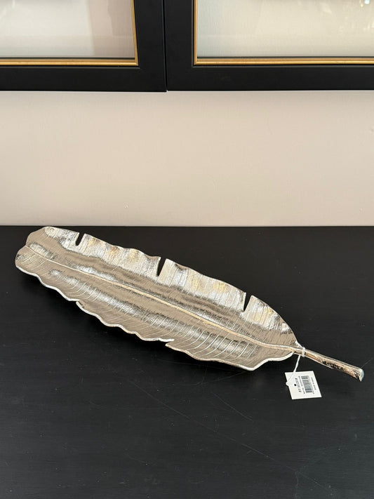 Yaprak Tabak Gümüş 48cm