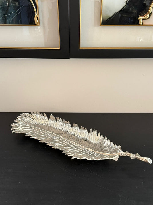 Yaprak Tabak Gümüş 47cm