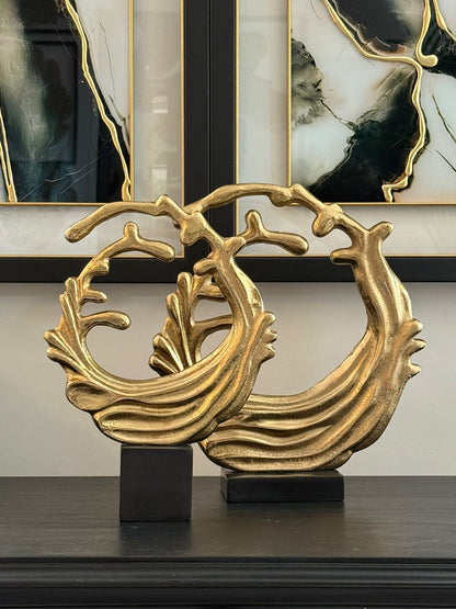 Mermer Kaideli Döküm Gold Soyut Obje 2li