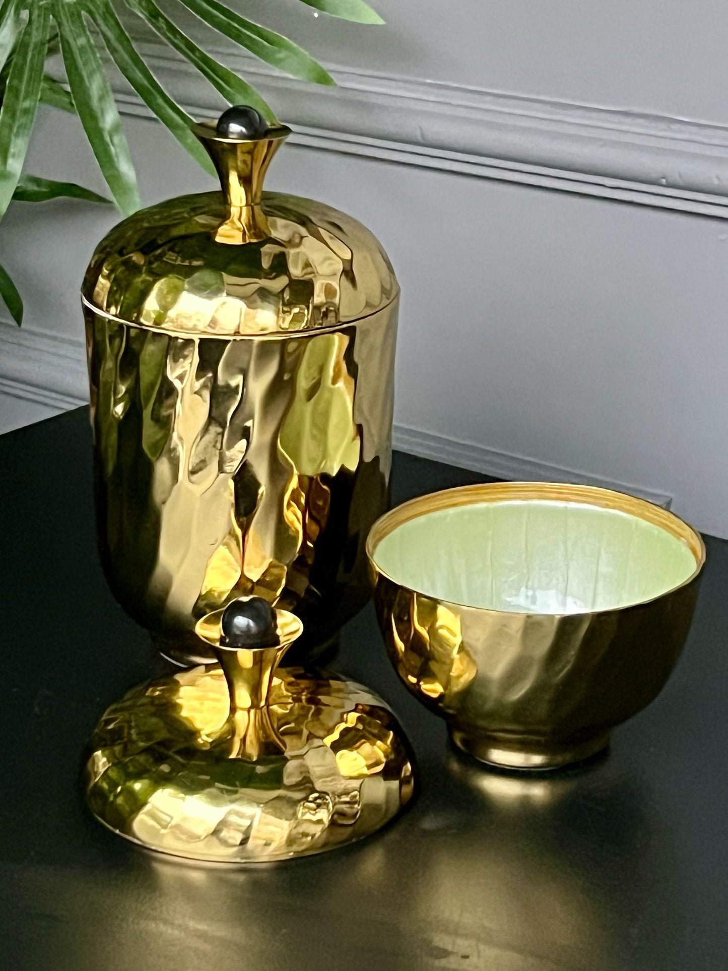 Gold İçi Yeşil 2li Dekoratif Kapaklı Dekor