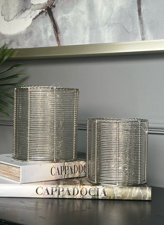 Mumluk Metal Camlı Gümüş 2li