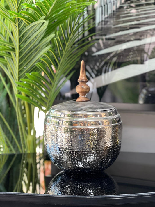 Küp Metal Ahşap Kapaklı 35cm
