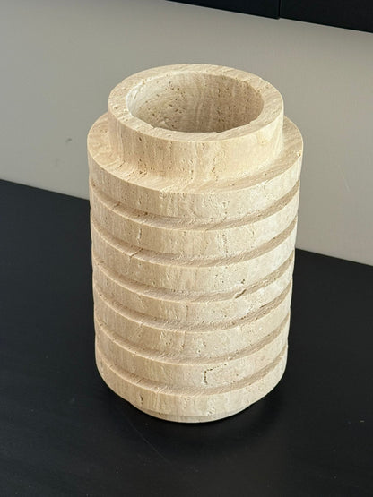 Kanallı Traverten Vazo 16cm