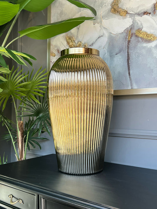 Cam Yer Vazosu Gold Çizgili 57cm